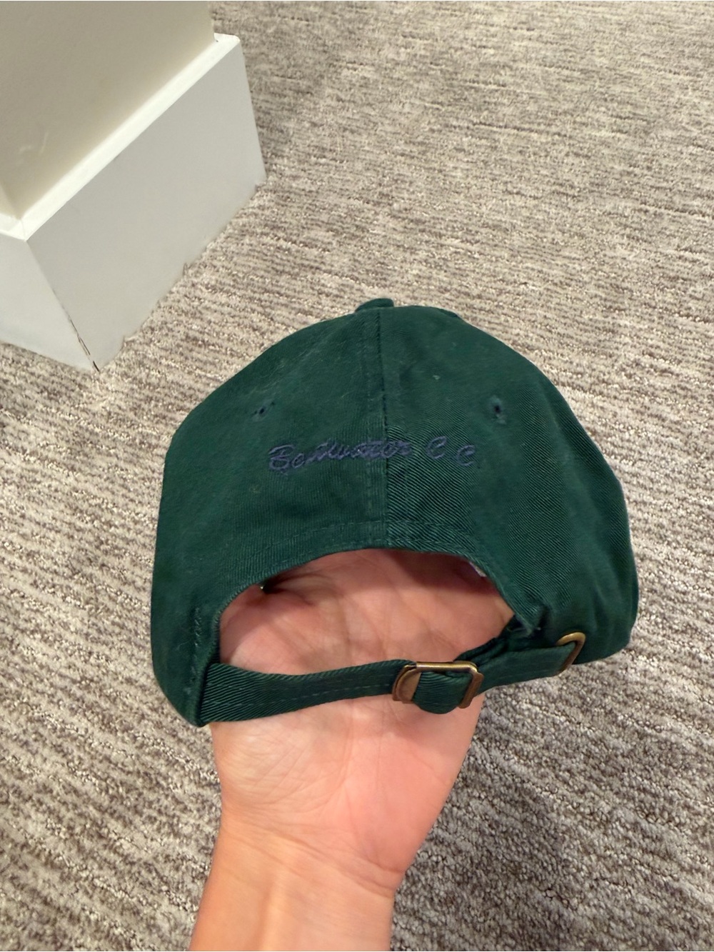 Vintage 90s Polo Golf Ralph Lauren Hat Forest Green Plaid Crest Shield Dad Cap - Picture 3 of 4